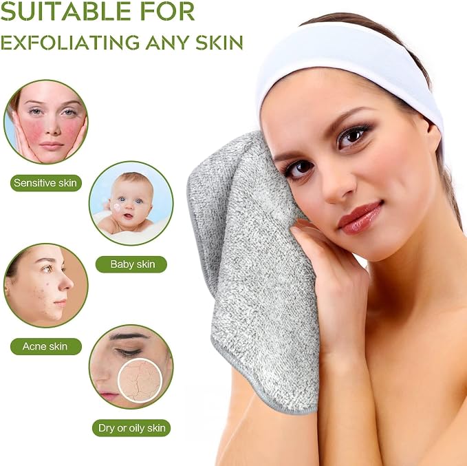SINLAND Microfiber Face Cloths Highly Absorbent Washcloths Soft Feel Fingertip - Image 2