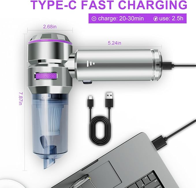 Car Vacuum Portable Cordless, 21000Pa Strong Suction Handheld Vacuum, 100W Auto - Image 7
