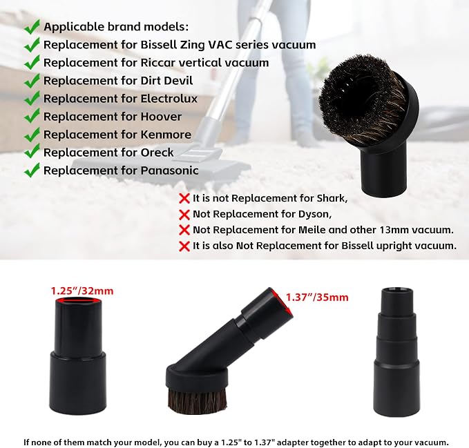 RDEXP Round Dust Brush 25mm Horse Hair 1.25" Vacuum Attachment Replacement - Image 3
