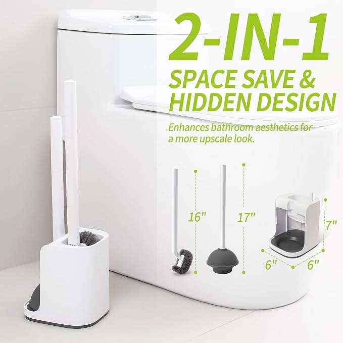 Toilet Brush and Plunger Set Hidden, S-Shaped Toilet Brush Plunger Combo - Image 7