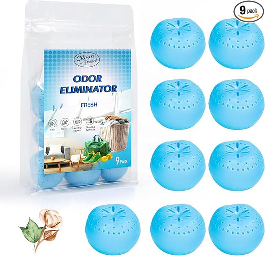 9 Pack Baking Soda Deodorizers, Fresh Scent Shoe Deodorizer Balls, Air Freshener by Clean-n-Fresh