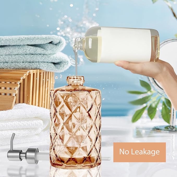 12Oz Amber Glass Soap Dispenser - Image 5
