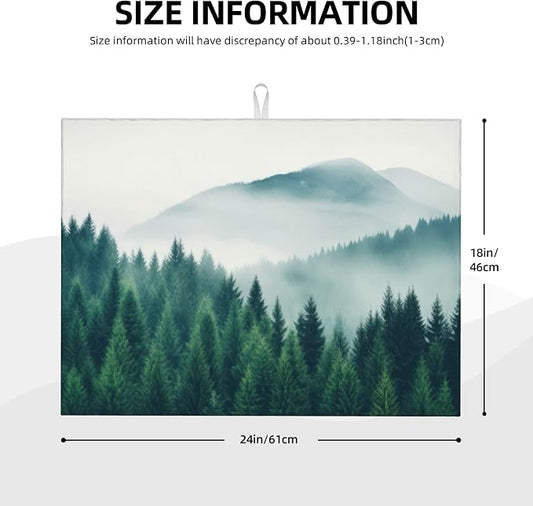 Forest Trees Mountain Dish Drying Mat 18x24 Inch, Microfiber Absorbent Fast Dry - Image 2