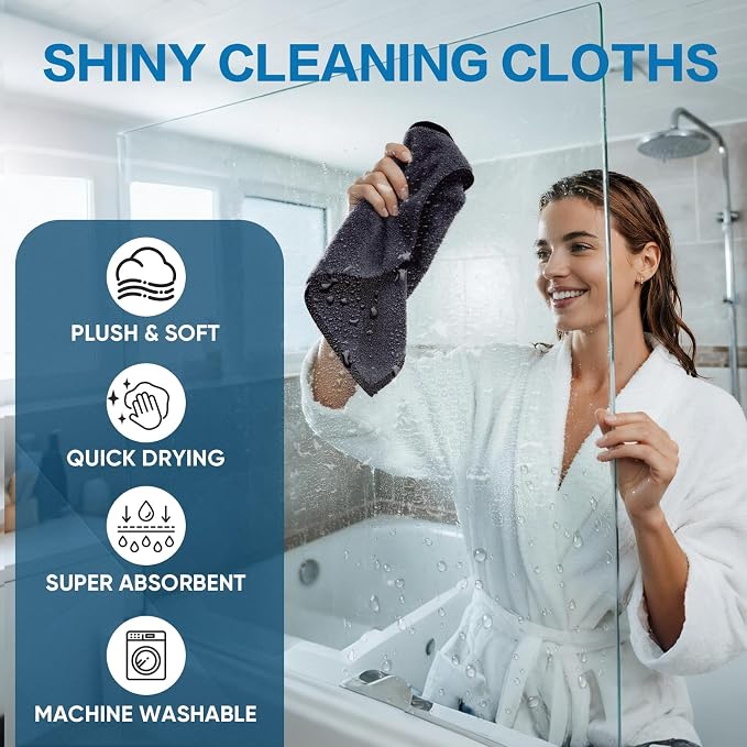Shiny Wipes Shower Cleaning Cloth, Ultra Absorbent Car Drying Towel, 2 Pack 16 - Image 2
