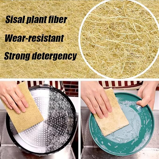 Natural Scouring Pads 10 Pack- Dish Scrubber Non-Scratch Sisal Cleaning Scrub - Image 4