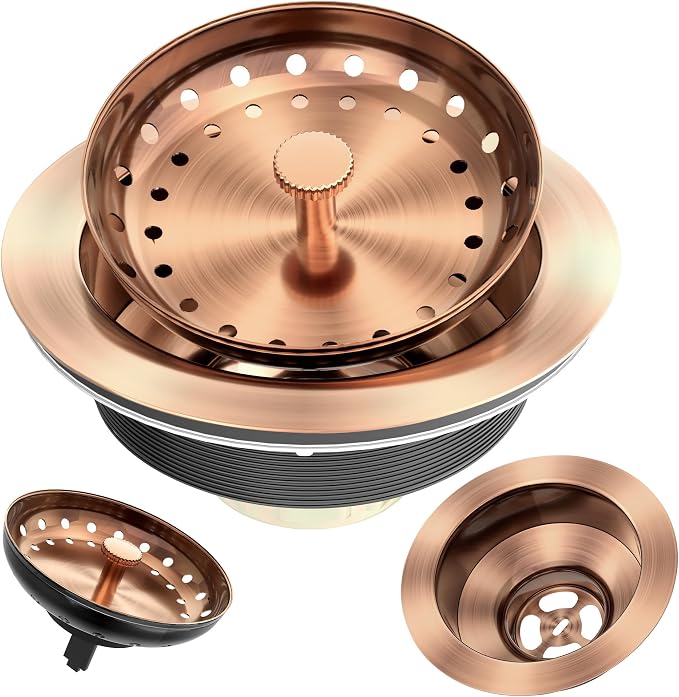 Kitchen Sink Drain Copper 3-1/2 Inch Stainless Steel Kitchen Drain Strainer by Exakey