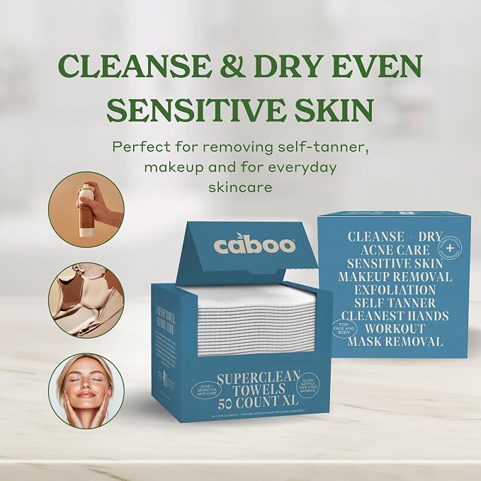 Caboo Tree Free Disposable Face Towels – 50 Soft, Lint-Free Towels | - Image 2