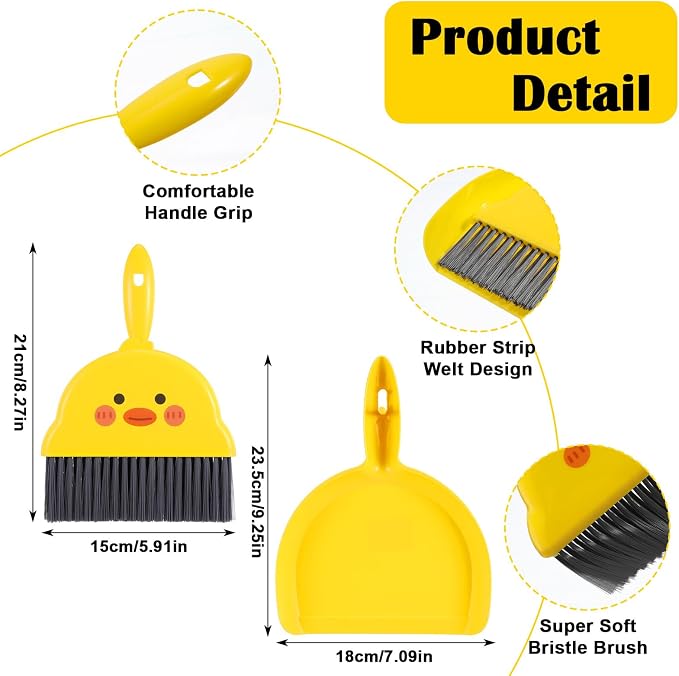 Small Dustpan and Brush Set Yellow Small Hand Broom and Dustpan Set, Mini Dust - Image 5
