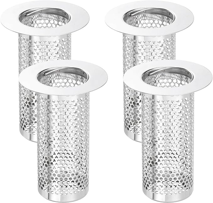 uxcell 4 Pack Shower Drain Strainer, 3.2" x 2.2" 304 Stainless Steel Floor by uxcell