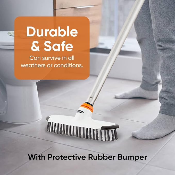 Superio Deck Scrub Brush with Long Handle, Heavy Duty Stiff Bristles Grout - Image 5
