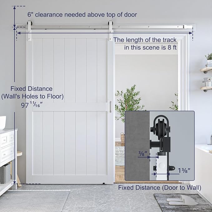 SmartStandard 48 x 96 inch White Sliding MDF Barn Door - Image 3