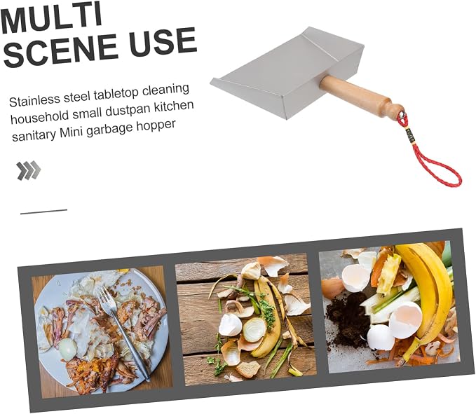 Healifty Stainless Steel Dustpan 8.66 Inch Mini Metal Dust Pan Compact - Image 4