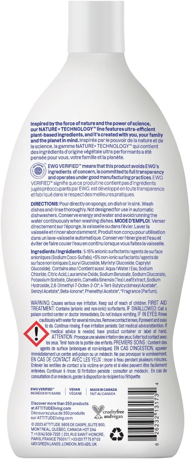 ATTITUDE Dish Soap, EWG Verified, Plant-Based & Vegan Dishwashing Liquid - Image 7