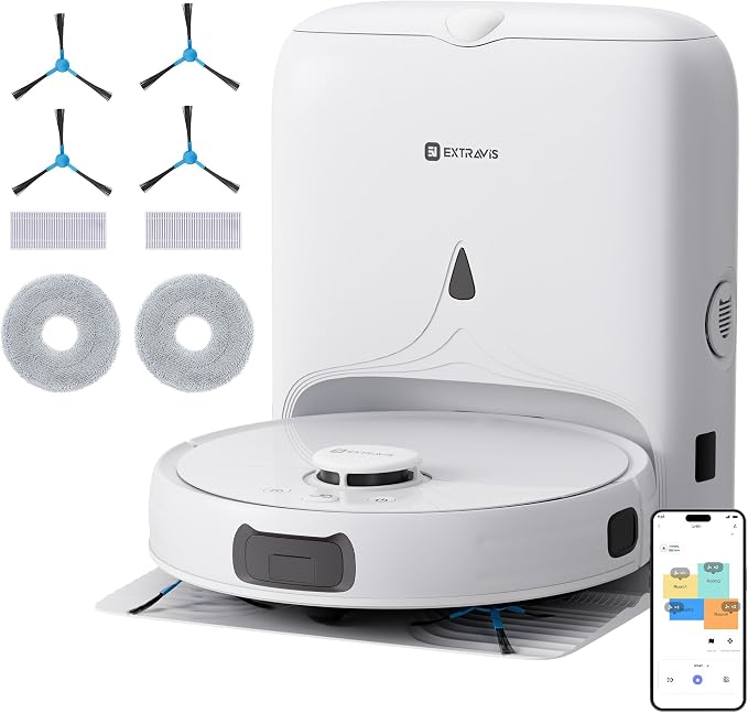 V5 Robot Vacuum and Mop, 8500Pa Suction, Laser Navigation, Self-Emptying by EXTRAVISSmartHomeRobotVacuum