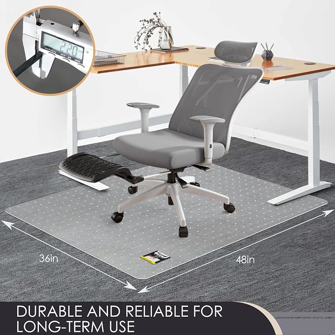 Kuyal Office Chair Mat for Carpet, 36x48 Clear Heavy Duty Computer Chair Mat - Image 7