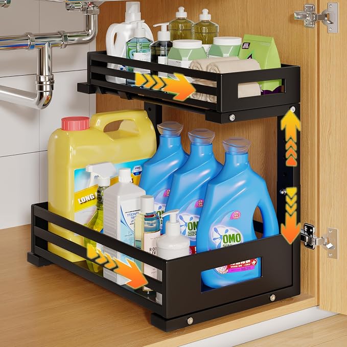 1-Pack Under Sink Organizers and Storage, 2-Tier L Shape Pull Out Cabinet by UnderSinkOrganizer
