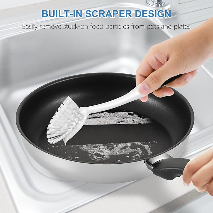 SetSail Dish Brush with Handle, 2 Pack Stiff Bristles Dish Scrubber with - Image 5