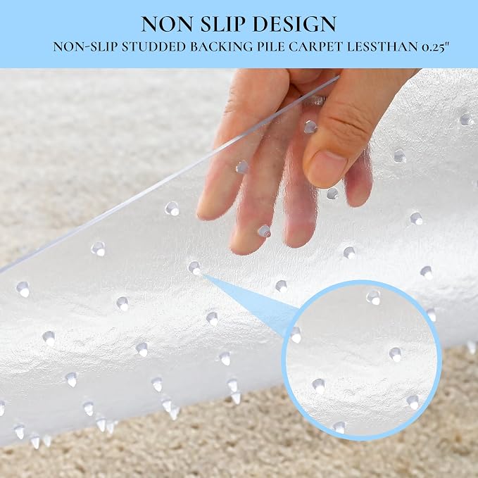 Office Chair Mat for Low Pile Carpet, 48” x 36” Transparent Office Desk Chair - Image 4