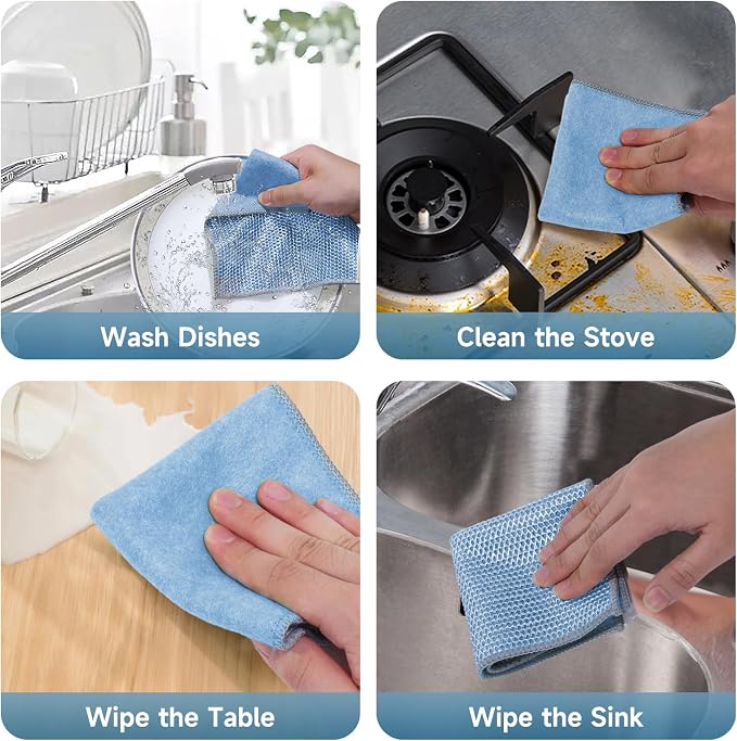 20PCS Upgrade Wire Dishwashing Rag, Non-Scratch, Wet and Dry, Double Layer - Image 4