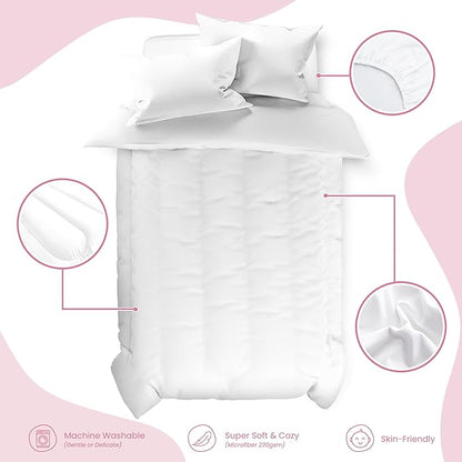 SANDJEST White Duvet Cover Sets Full Size for Kids Boys Girls, Incude 1 Polyester Comforter Cover 80x90 Inches and 2 Pillowcases 20x26 Inches, Comforter Not Included, Gift for Christmas Birthday