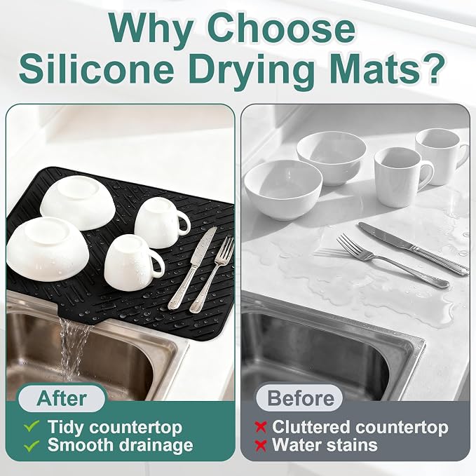 Silicone Dish Drying Mat 23x17 Multiple Usage, Easy clean, Eco-friendly - Image 5
