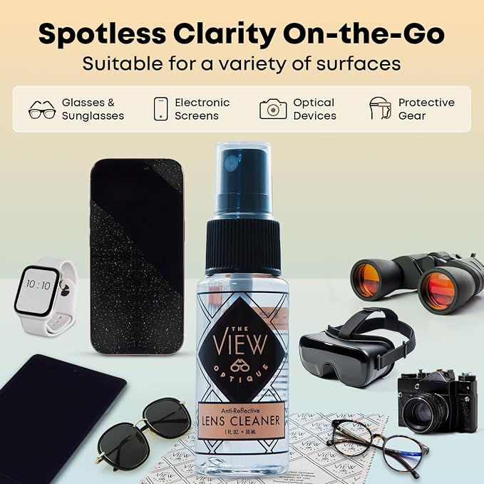 Anti-Reflective Lens Cleaner Spray Kit – 1oz Glasses Cleaner Spray, Microfiber - Image 4