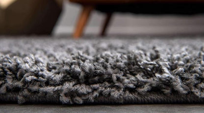 Unique Loom Solid Shag Collection Area Rug (4' 1" Round, Graphite Gray)