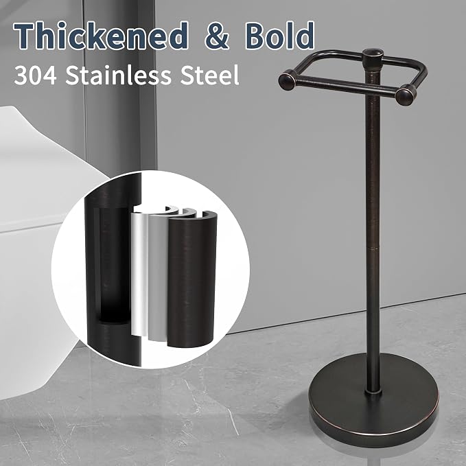 Toilet Paper Holder Stand, Post Pivoting Design Free Standing Toilet Paper - Image 5