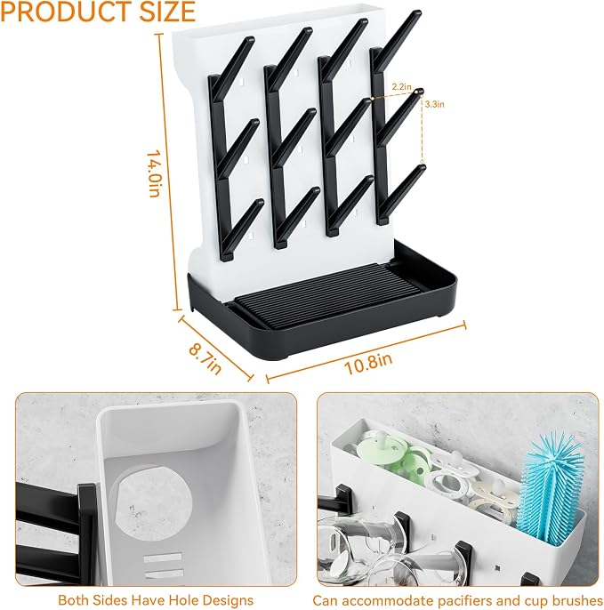 SuoXing Baby Bottle Drying Rack Space Saving, Countertop Vertical Bottle Rack - Image 3