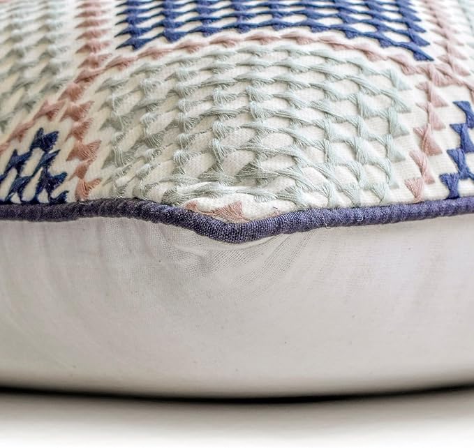 The HomeCentric King/Queen/Twin Blue Decorative Bed Runner Full 68"x18" Bed Runner with One Pillow Cover, Embroidered Bed Scarf on Embroidered Fabric - Pointillism