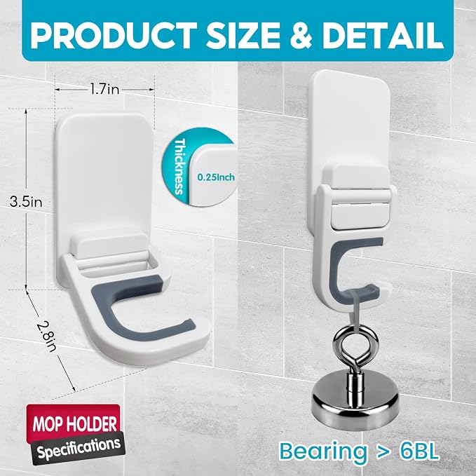 Broom Holder Wall Mount, 4 Pack Broom and Mop Organizer Wall Hanging Self - Image 5