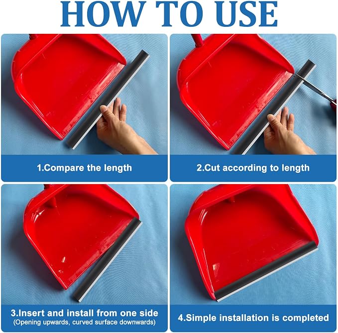 Dustpan Rubber Lip Replacement Strips 26cm 4pcs Soft Black Rubber Edge - Image 3