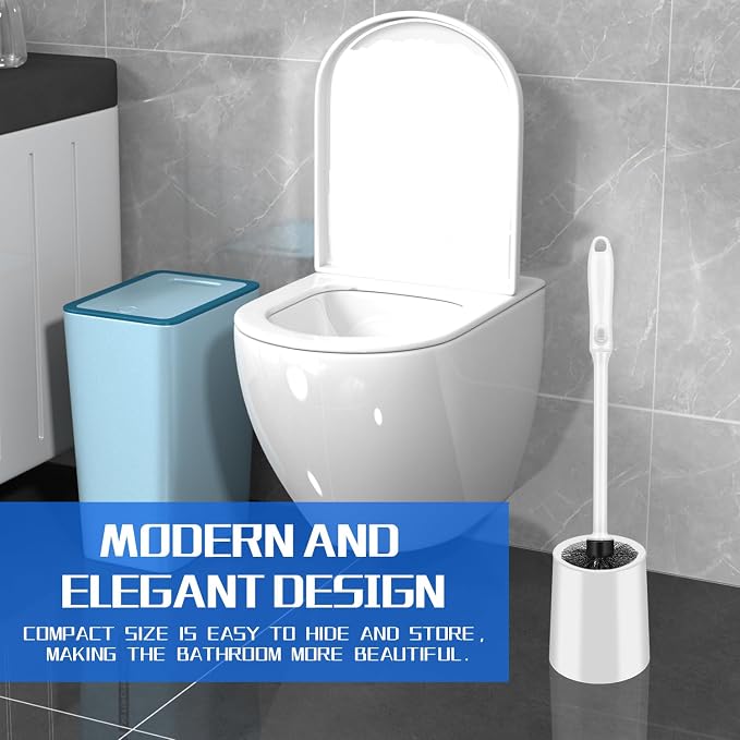 Toilet Brush and Holder Set, 2 Pack Long Handle Non-Slip Grip Toilet Bowl Brush​ - Image 3