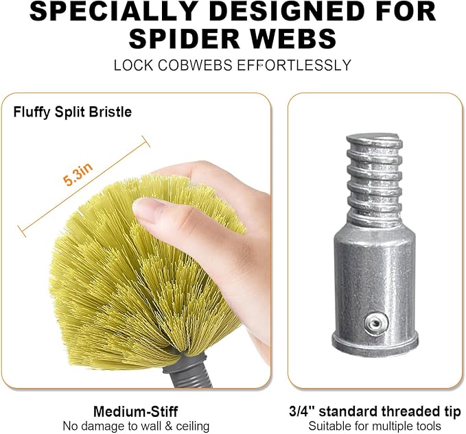 4-12ft Cobweb Duster with Extension Pole, 20 Foot High Reach Feather Dusters - Image 6