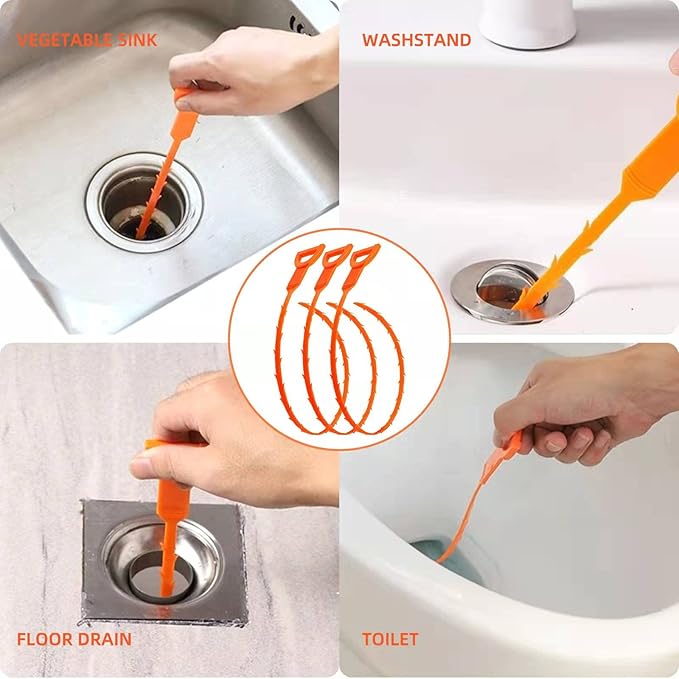 3 Pack 25 Inch Hair Snake Hair Drain Clog Remover Cleaning Tool Drain Opener - Image 7