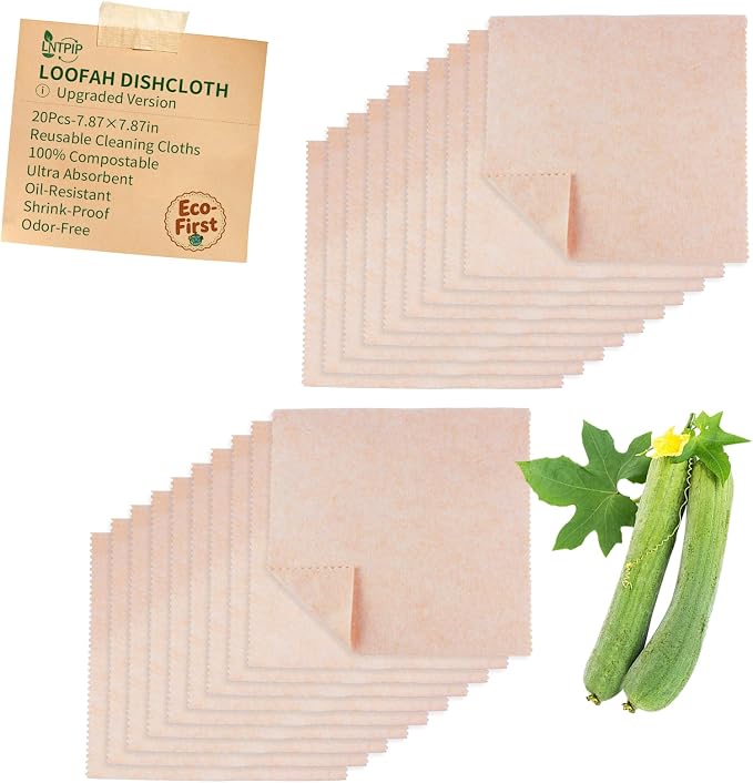 20 Pack Reusable Kitchen Rags for Counter, Made of Degradable and Compostable by HOME