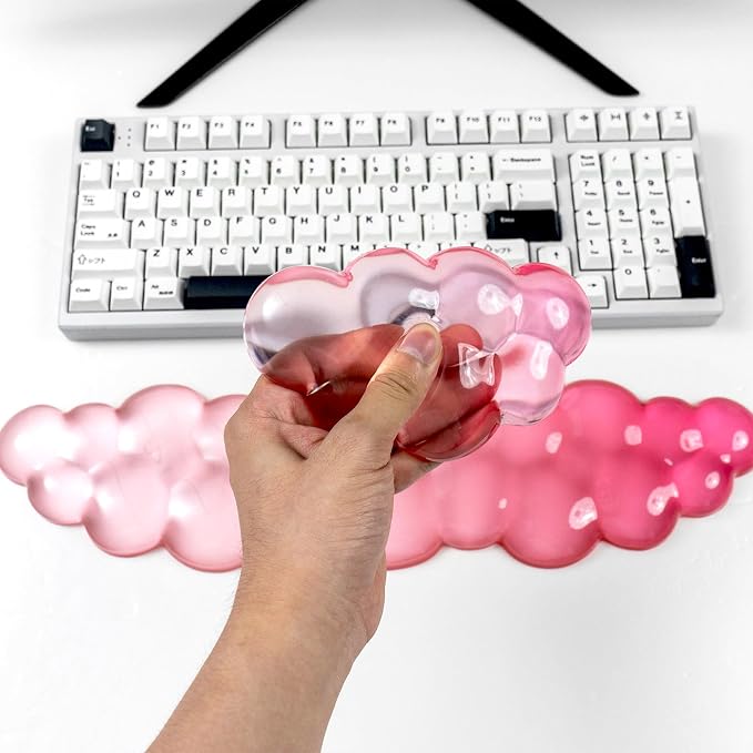 Ergonomic Cloud Silicone Gel Keyboard and Mouse Wrist Rest Set – Clear Wrist - Image 8