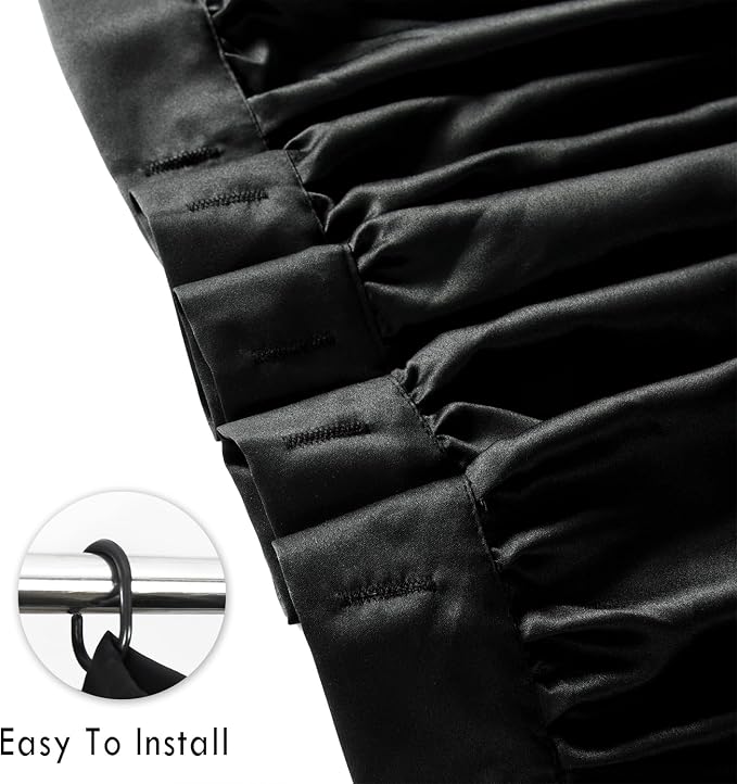 Black Ruffle Shower Curtain, Vintage Handcrafted Bow Tie Bath Curtain - Image 3