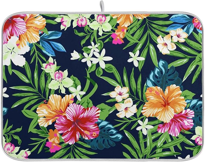 Tarity Colorful Tropical Flowers Dish Drying Mat by Unknown