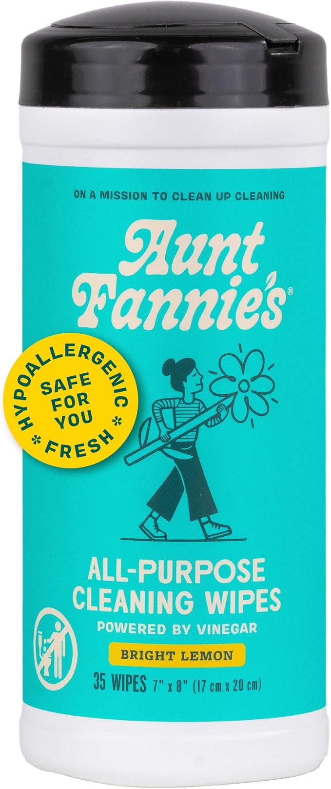 Aunt Fannie's Natural Cleaning Vinegar Wipes, Bright Lemon Scent by AuntFannies