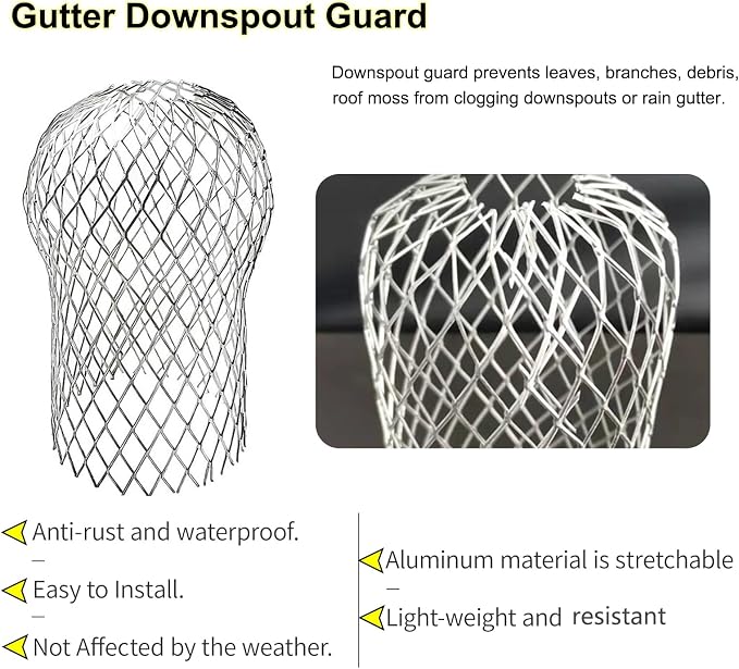6 Pack Downspout Guard Filter, Gutter Downspout Guard Gutter Guard Strainer - Image 2