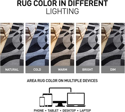 Rugshop Contemporary Abstract Circles Perfect for high Traffic Areas of Your Living Room,Bedroom,Home Office,Kitchen Area Rug 2' x 3' Gray