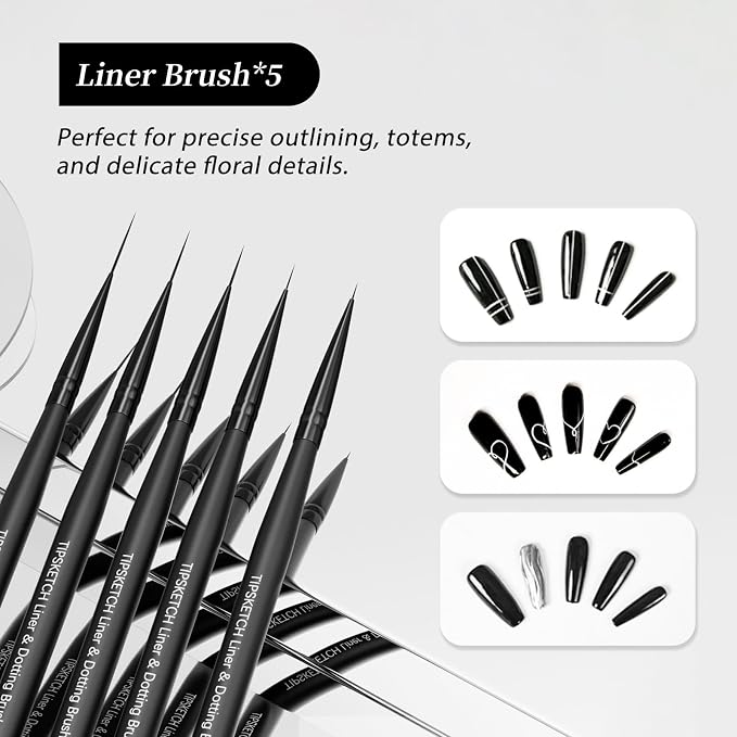 Nail Art Liner Brushes 5Pcs - Image 4