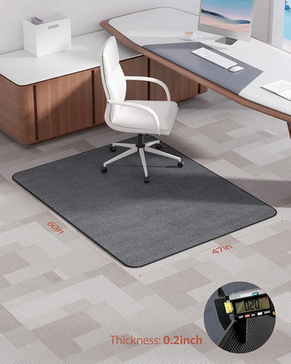 Blvornl Office Chair Mat for Hardwood Floor and Low Pile Carpet, 47" x 60" Corduroy Surface Desk Rolling Chair Mat for Hard Floors, Heavy Duty Carpeted Floor Protector Rug for Home Office, Dark Grey