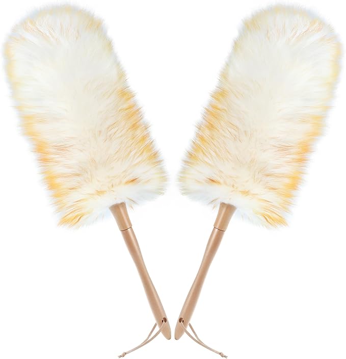 ONESIMUS 2 Pack Lambswool Dusters Fluffy Handheld Natural Feather Duster by Unknown