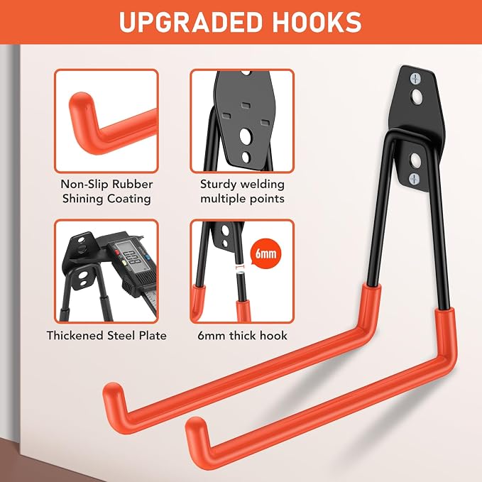 42 Pack Garage Hooks Heavy Duty, Rust-Resistant Solid Steel Wall Mount Hangers - Image 6