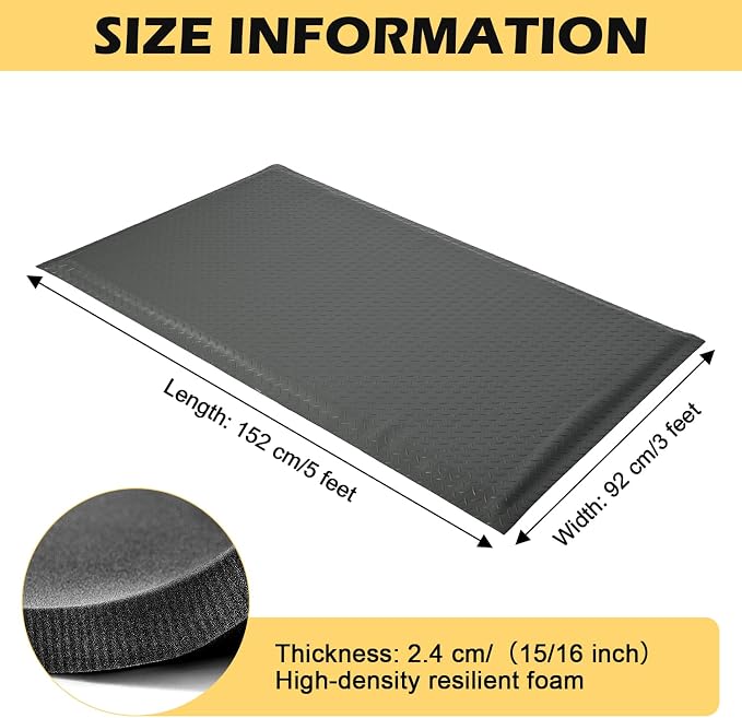 3 x 5 FT Anti Fatigue Mats Industrial 15/16 Inch Thick Soft Sponge Ergonomic - Image 2