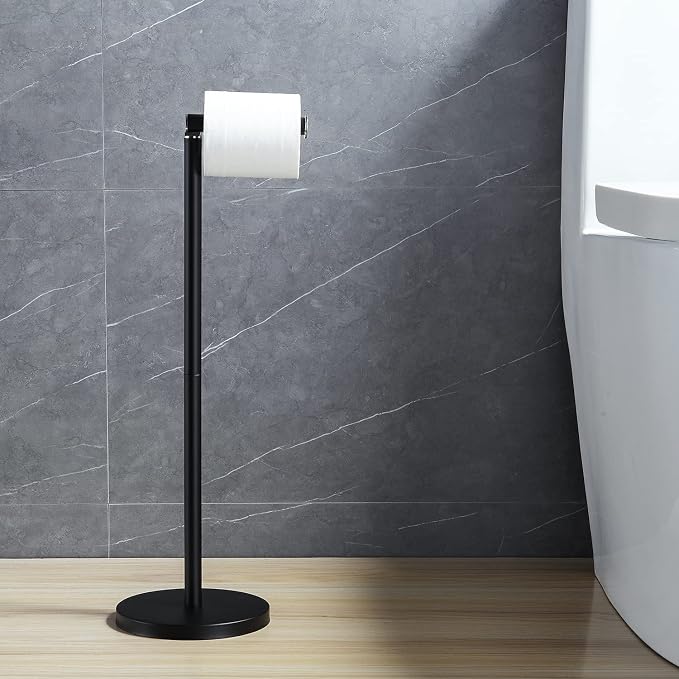 BGL Toilet Paper Holder Standing On Floor Black Matte, Tissue Holder On Floor - Image 6