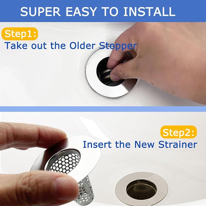Bathroom Sink Drain Strainers for 1.1"-1.25" Depth Than 1.6" Drain Hole Catcher - Image 5