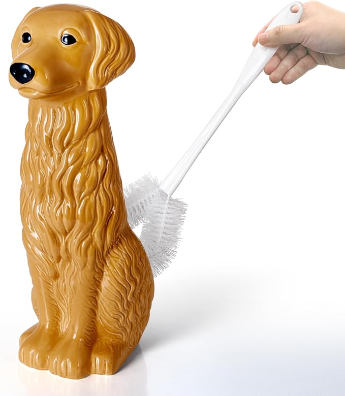 Golden Retriever Ceramic Toilet Brush Holder by AllureHomeCreation